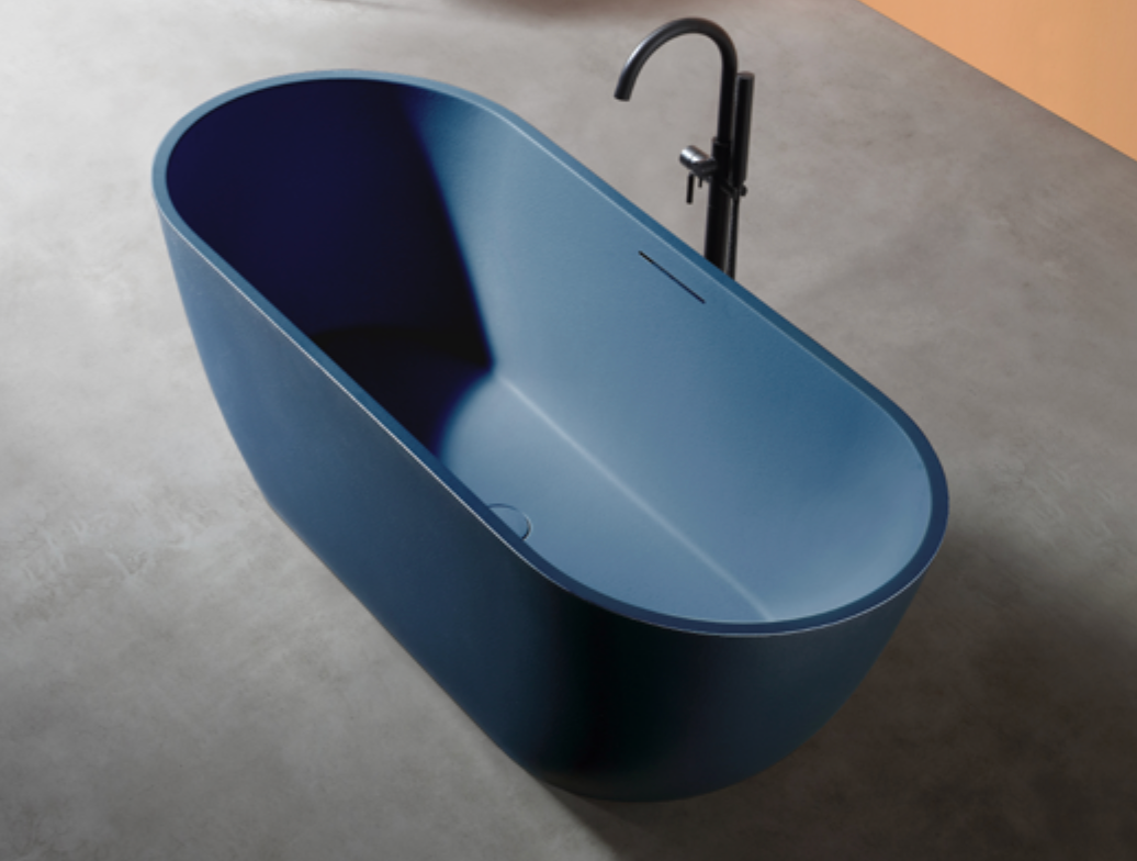 Dahua Oval Freestanding Bathtub – Stone Texture | Soft Curves, Timeless Serenity