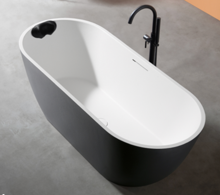 Dahua Oval Freestanding Bathtub – Stone Texture | Soft Curves, Timeless Serenity