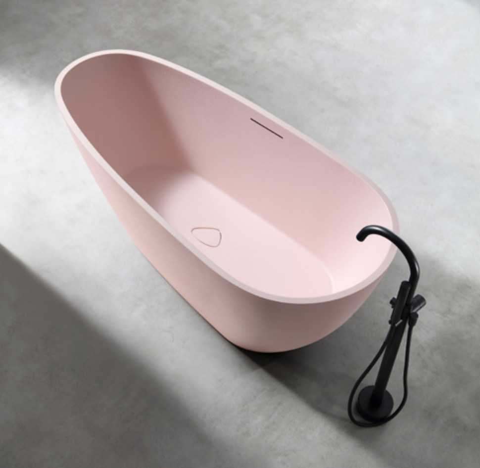 Modern Stone Texture Solid Surface Bathtub – Freestanding Matte White Design