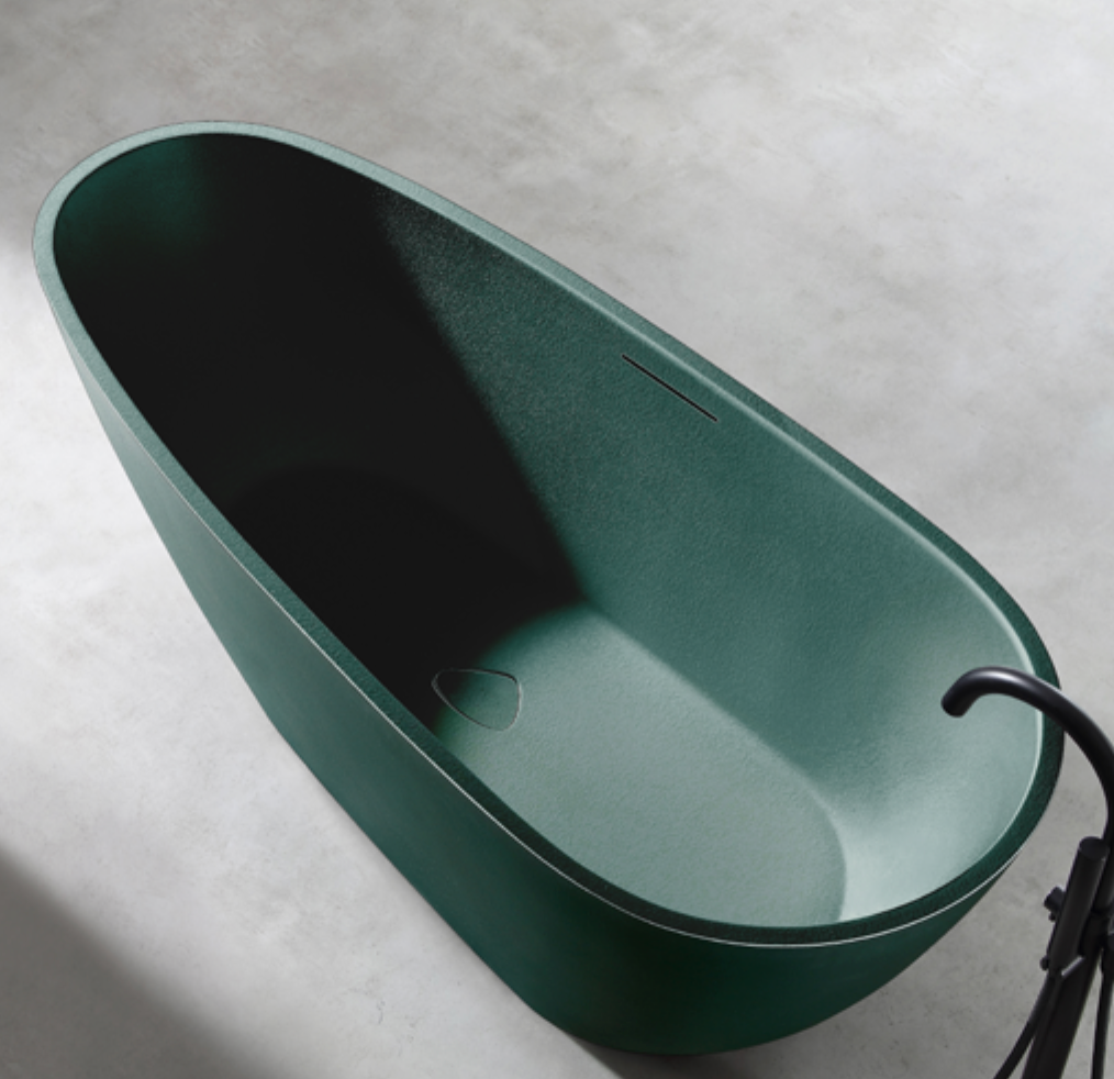 Modern Stone Texture Solid Surface Bathtub – Freestanding Matte White Design